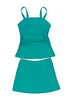 Solid Square Neck Sleeveless Tankini Swimsuit